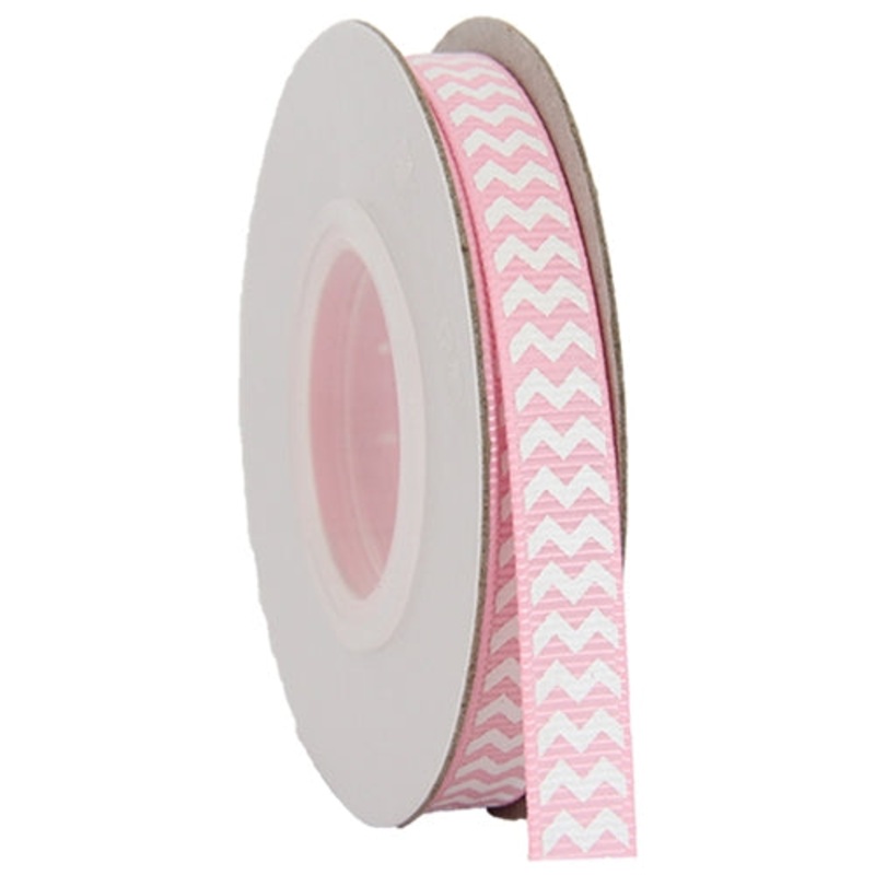 Grosgrain Chevron Ribbon 3/8″ – 10 Yards – Pink