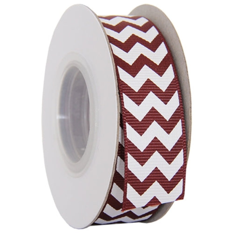 Grosgrain Chevron Ribbon 7/8″ – 10 Yards – Chocolate