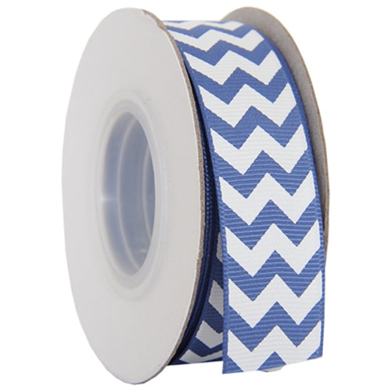 Grosgrain Chevron Ribbon 7/8″ – 10 Yards – Country Blue