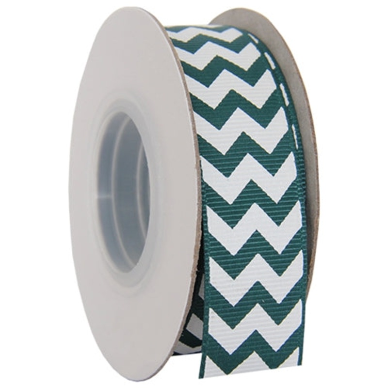 Grosgrain Chevron Ribbon 7/8″ – 10 Yards – Forest Green