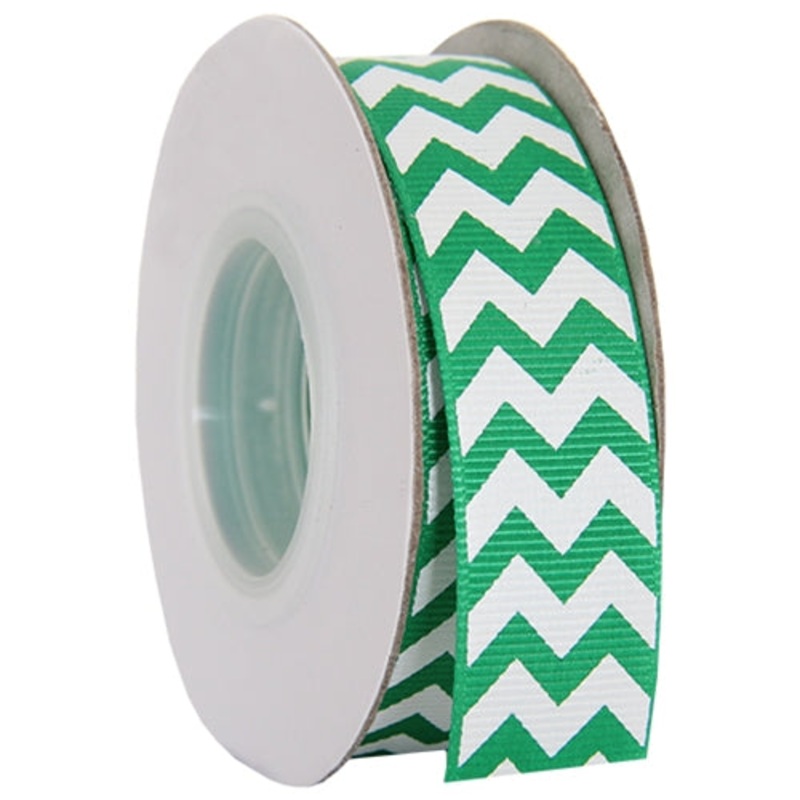 Grosgrain Chevron Ribbon 7/8″ – 10 Yards – Green