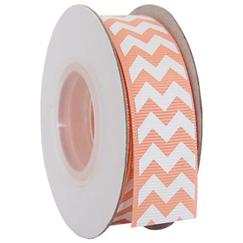 Grosgrain Chevron Ribbon 7/8″ – 10 Yards – Peach