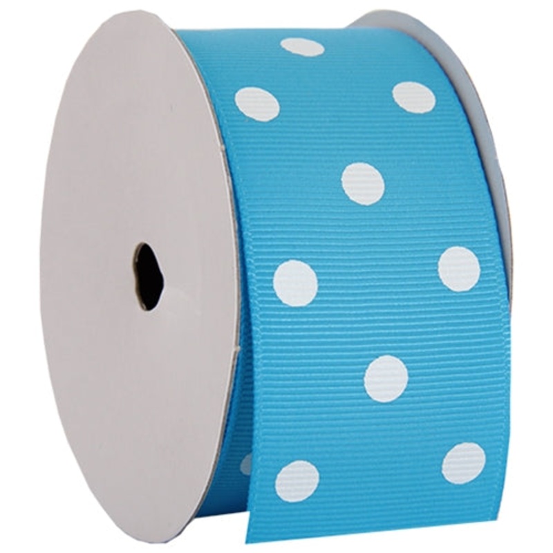 Grosgrain Dots Ribbon 1 1/2″ – 5 Yards – Aqua