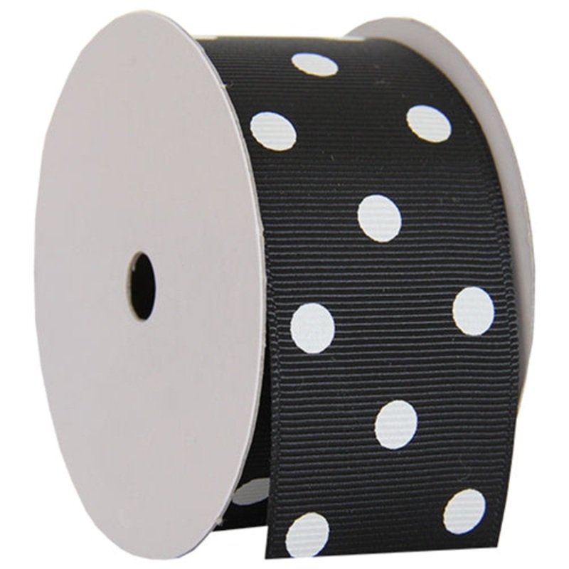 Grosgrain Dots Ribbon 1 1/2″ – 5 Yards – Black
