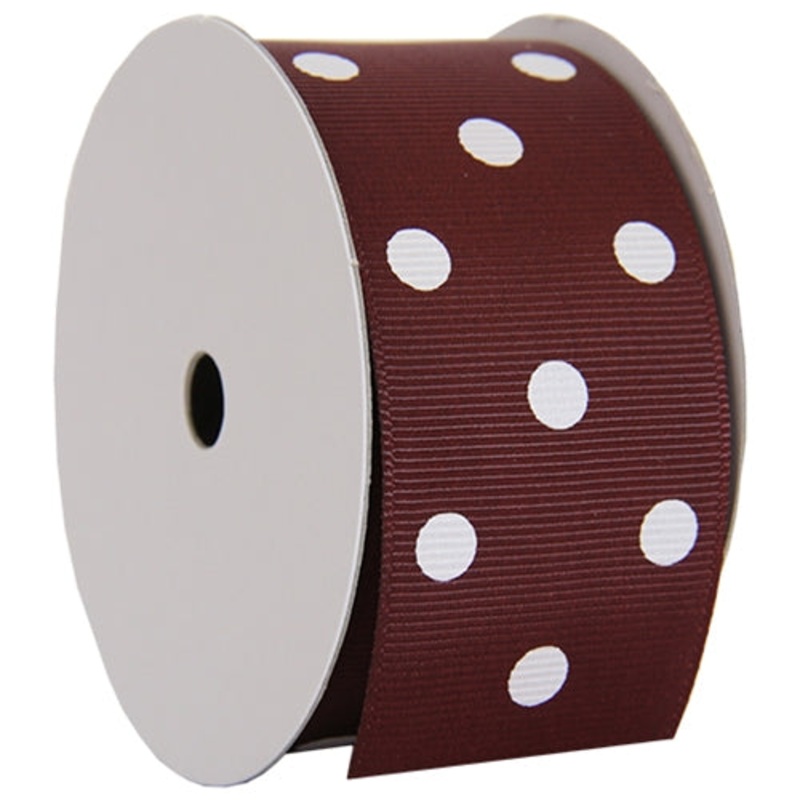 Grosgrain Dots Ribbon 1 1/2″ – 5 Yards – Chocolate
