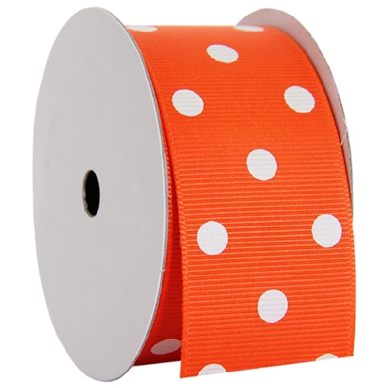 Grosgrain Dots Ribbon 1 1/2″ – 5 Yards – Orange
