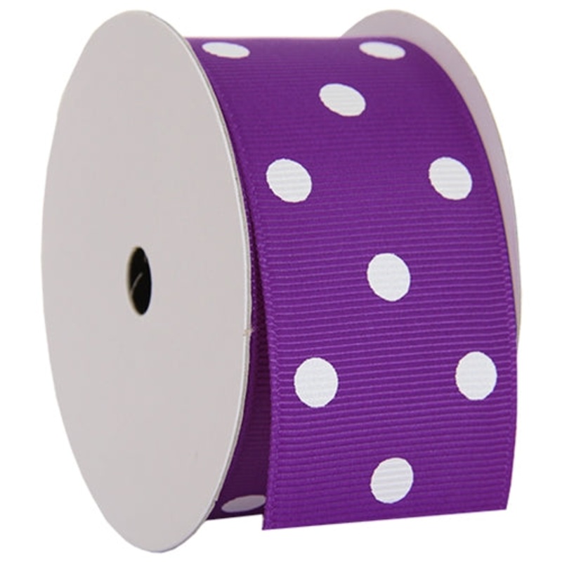 Grosgrain Dots Ribbon 1 1/2″ – 5 Yards – Purple