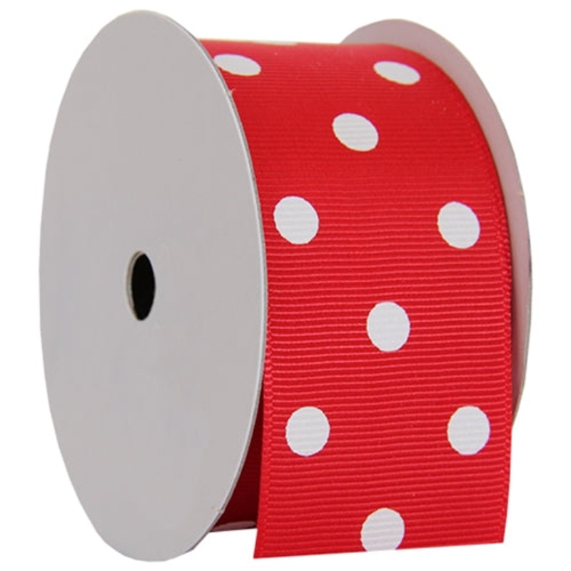 Grosgrain Dots Ribbon 1 1/2″ – 5 Yards – Red