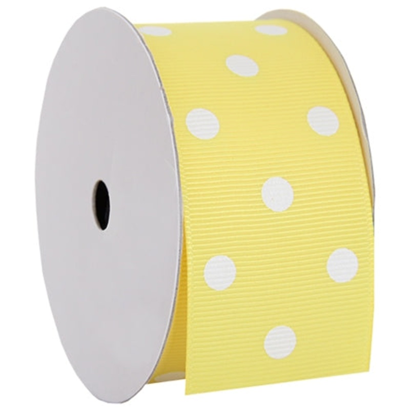 Grosgrain Dots Ribbon 1 1/2″ – 5 Yards – Yellow