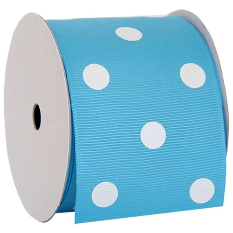 Grosgrain Dots Ribbon 2 1/4″ – 5 Yards – Aqua