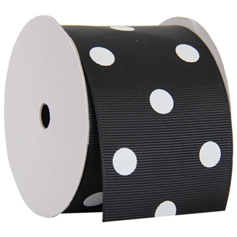 Grosgrain Dots Ribbon 2 1/4″ – 5 Yards – Black