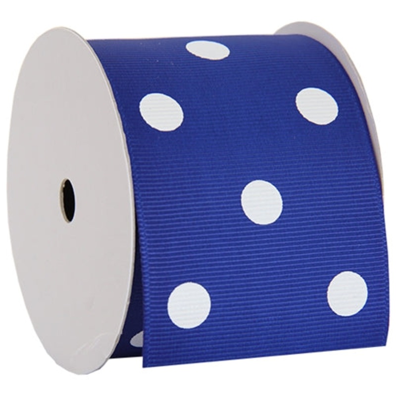 Grosgrain Dots Ribbon 2 1/4″ – 5 Yards – Blue