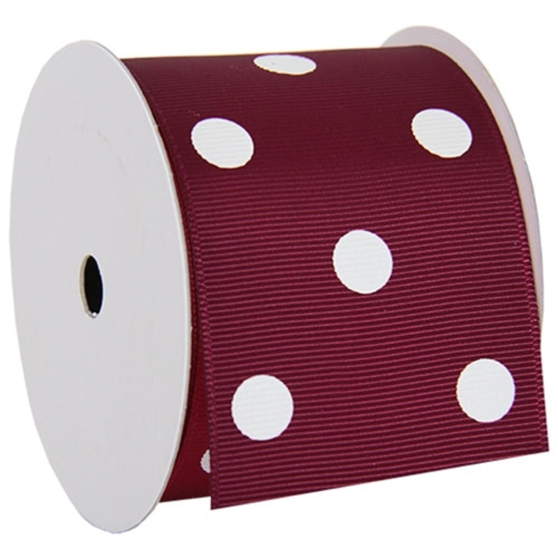 Grosgrain Dots Ribbon 2 1/4″ – 5 Yards – Burgundy