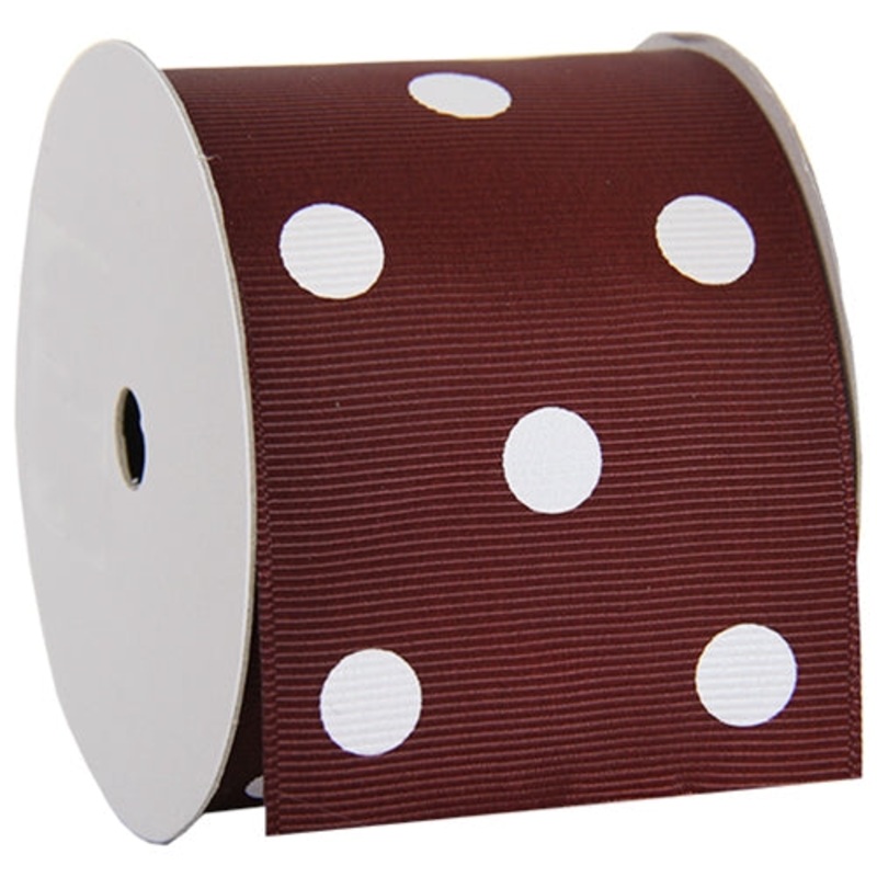 Grosgrain Dots Ribbon 2 1/4″ – 5 Yards – Chocolate