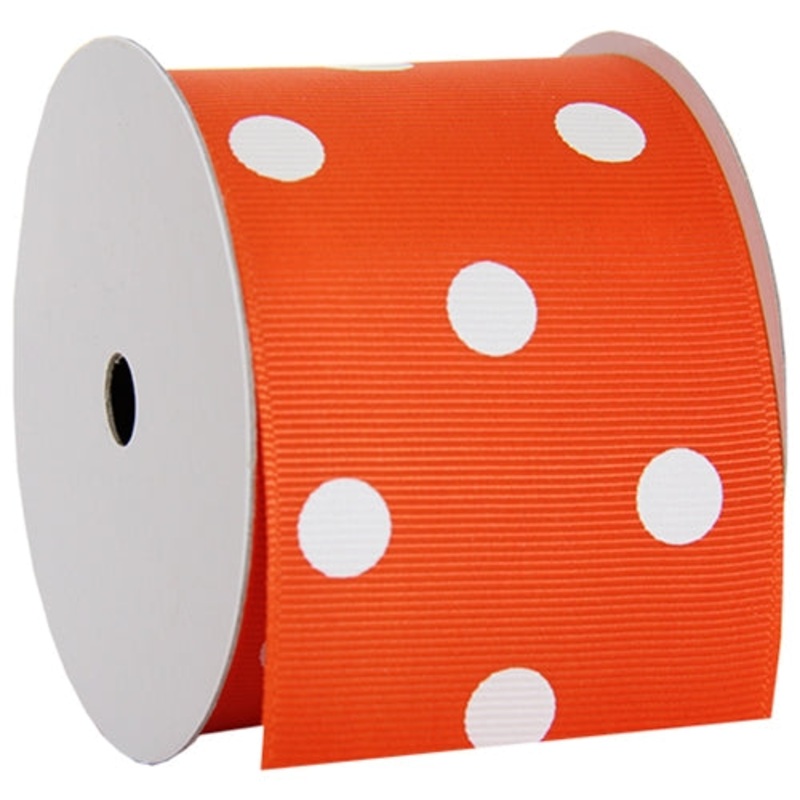 Grosgrain Dots Ribbon 2 1/4″ – 5 Yards – Orange