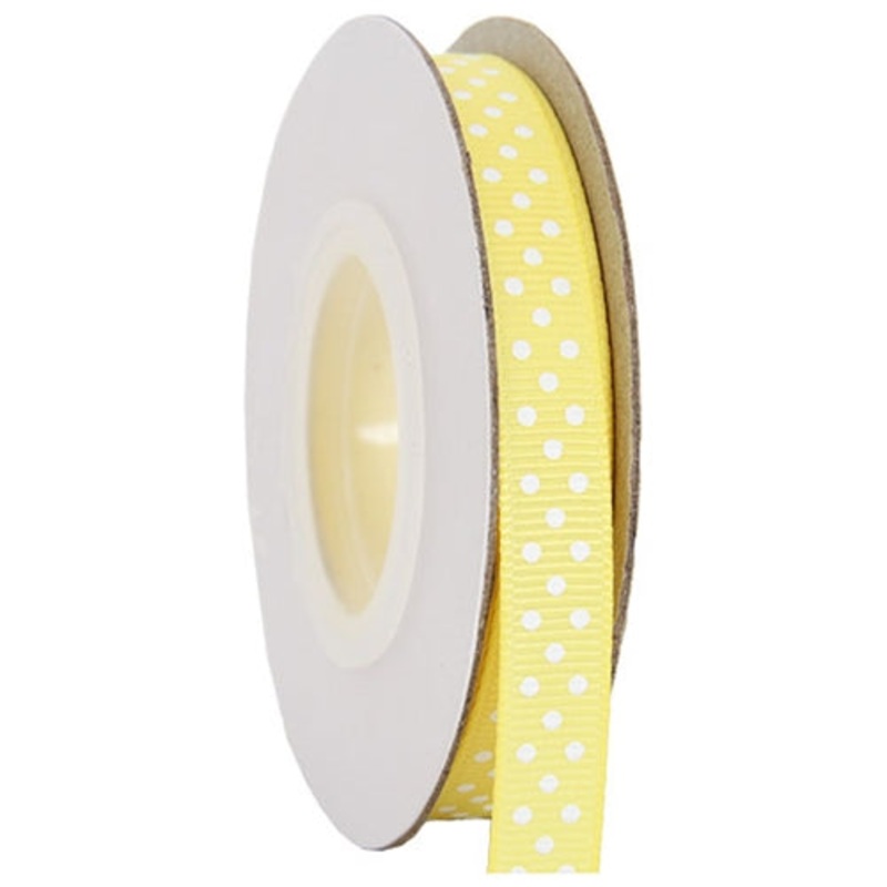 Grosgrain Dots Ribbon 3/8″ – 10 Yards – Yellow