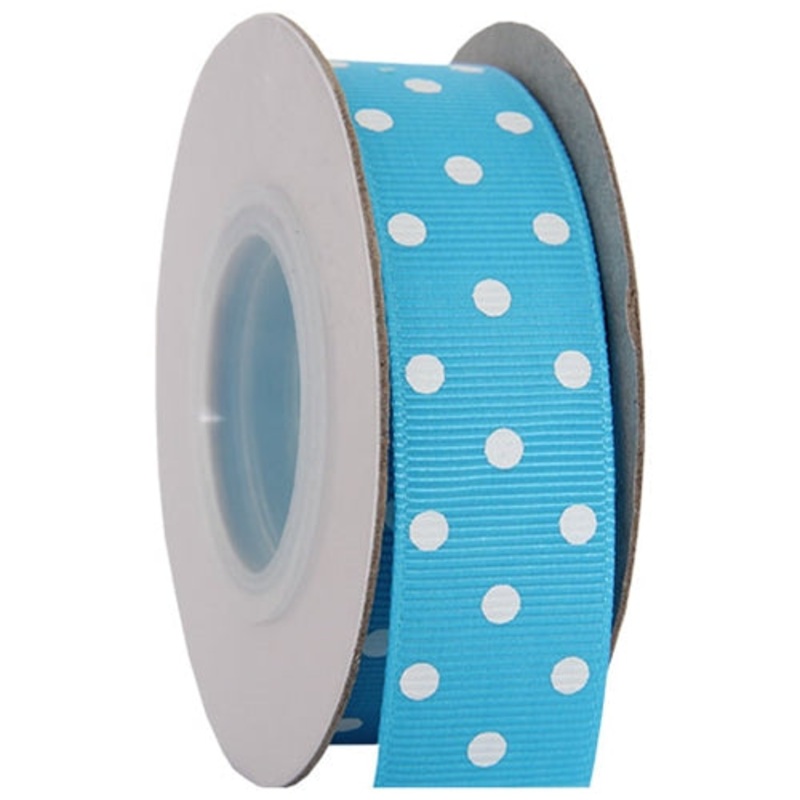 Grosgrain Dots Ribbon 7/8″ – 10 Yards – Aqua