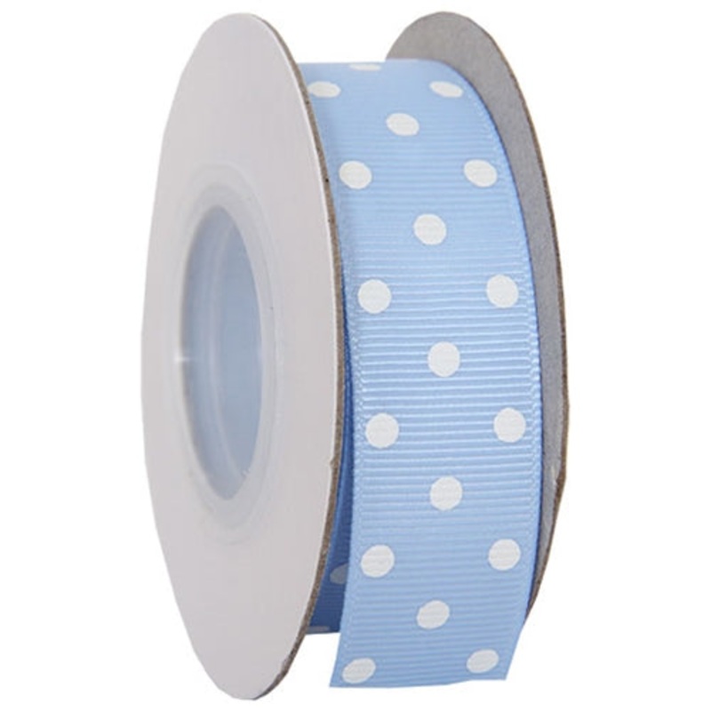 Grosgrain Dots Ribbon 7/8″ – 10 Yards – Baby Blue