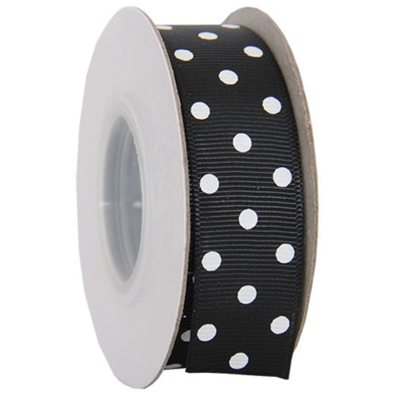 Grosgrain Dots Ribbon 7/8″ – 10 Yards – Black
