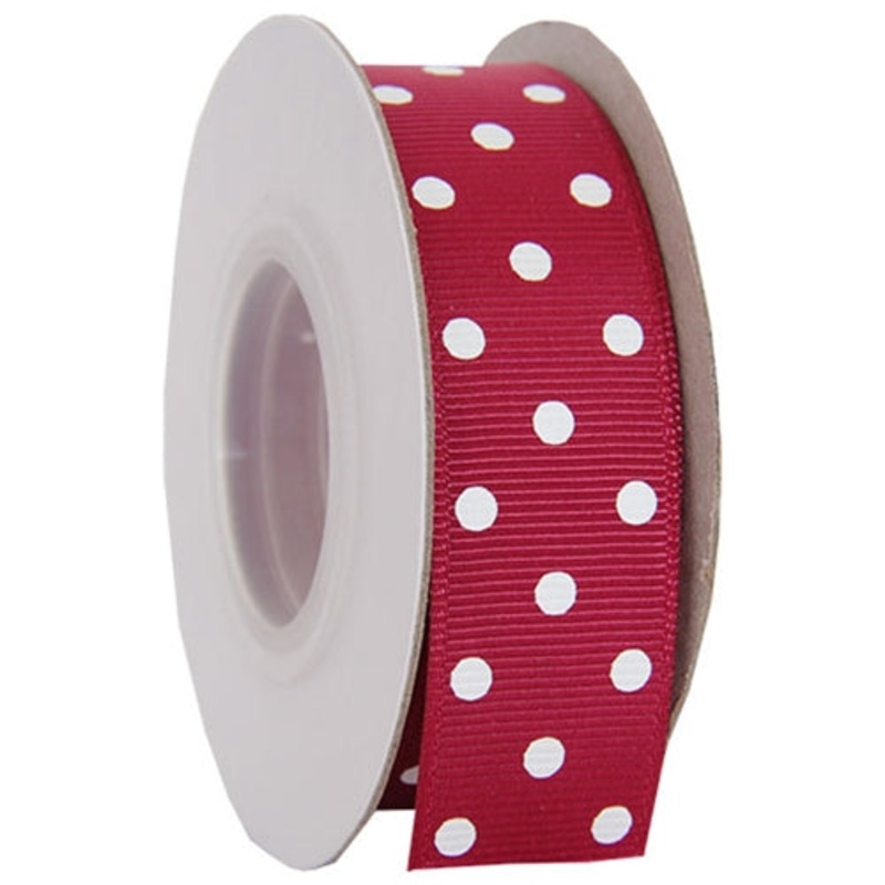Grosgrain Dots Ribbon 7/8″ – 10 Yards – Burgundy