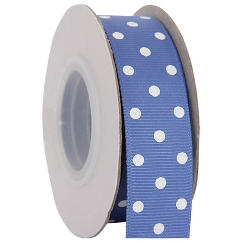 Grosgrain Dots Ribbon 7/8″ – 10 Yards – Country Blue