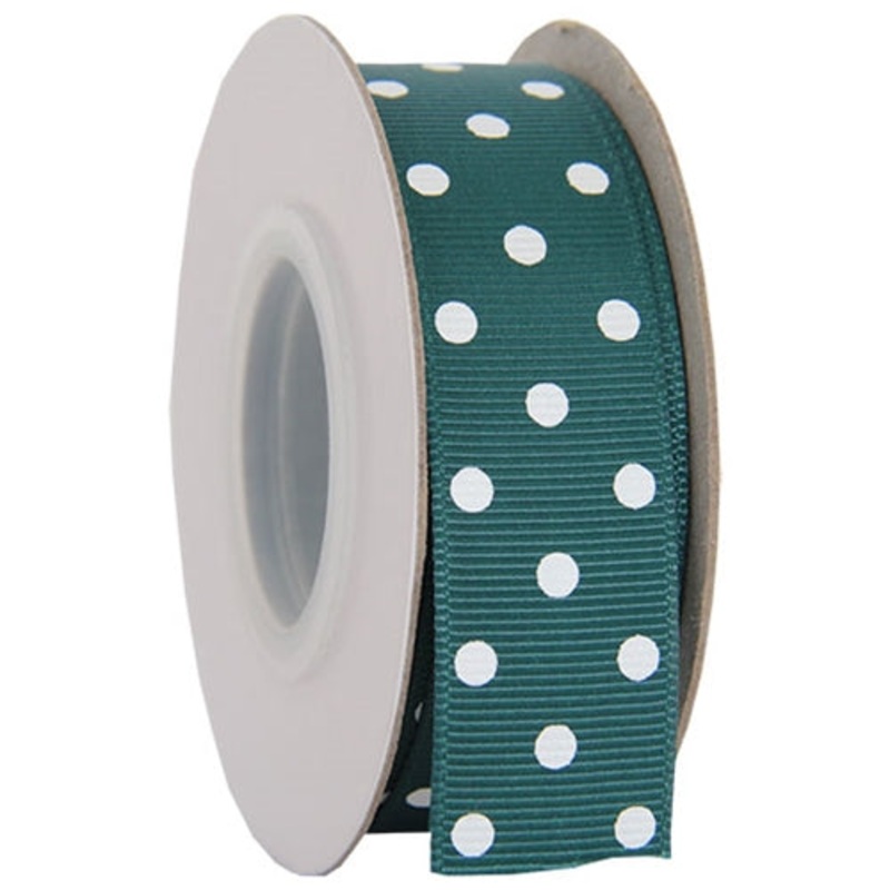 Grosgrain Dots Ribbon 7/8″ – 10 Yards – Forest Green