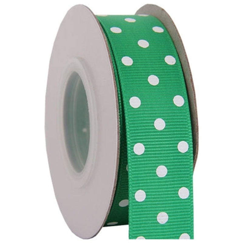 Grosgrain Dots Ribbon 7/8″ – 10 Yards – Green