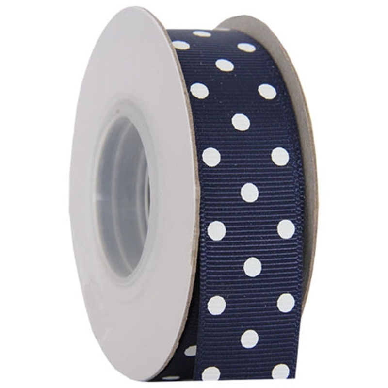 Grosgrain Dots Ribbon 7/8″ – 10 Yards – Navy