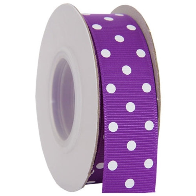 Grosgrain Dots Ribbon 7/8″ – 10 Yards – Purple