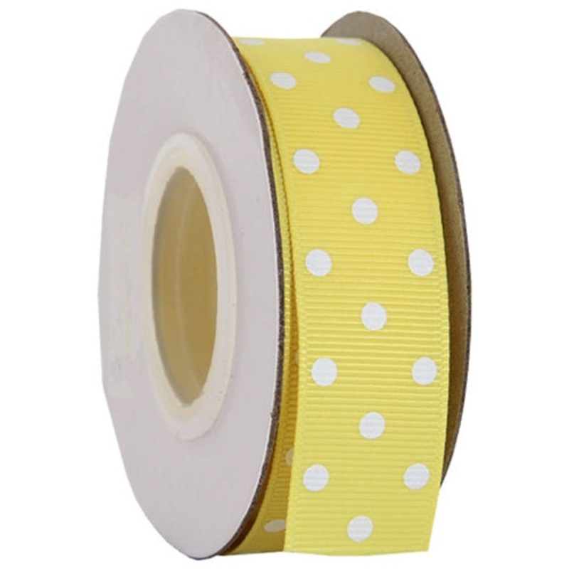 Grosgrain Dots Ribbon 7/8″ – 10 Yards – Yellow