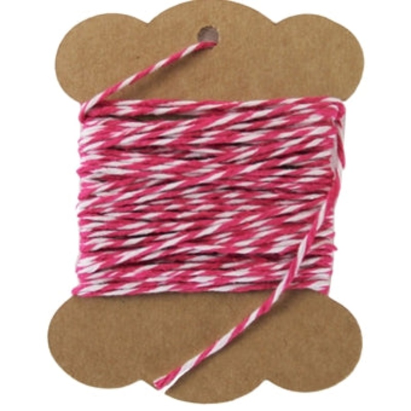 Cotton Baker’s Twine – 10 Yards – ColorTwist – Hot Pink & White