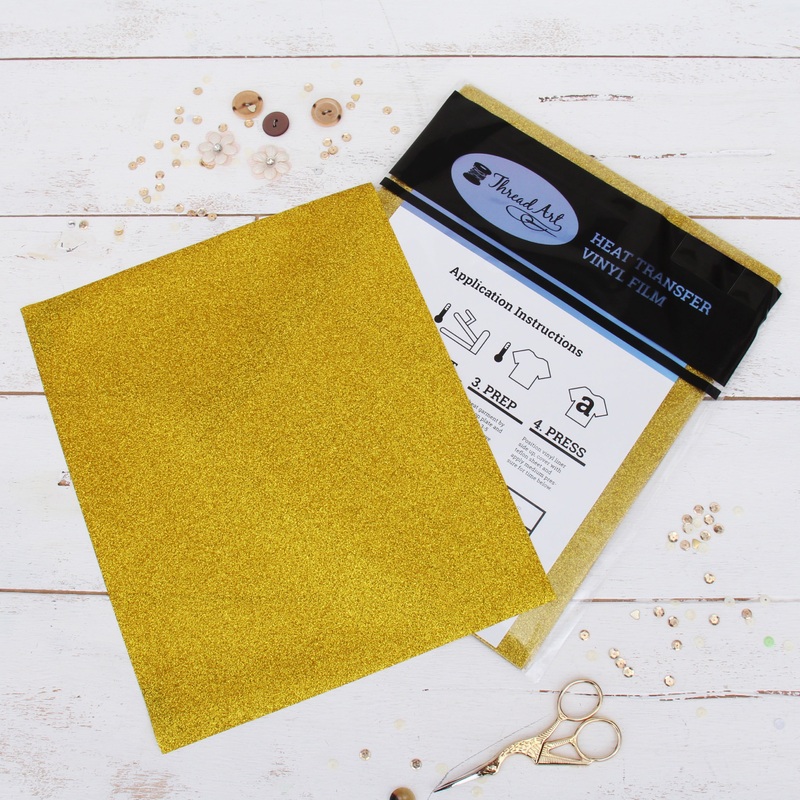 Gold Glitter  Iron On Vinyl – Pack of Heat Transfer Sheets