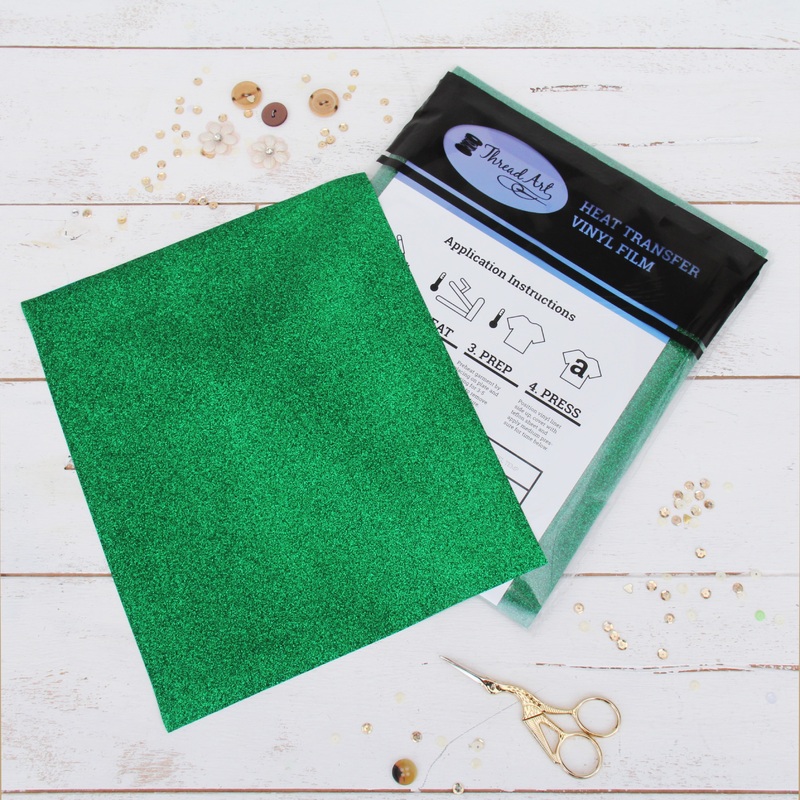 Green Glitter  Iron On Vinyl – Pack of Heat Transfer Sheets