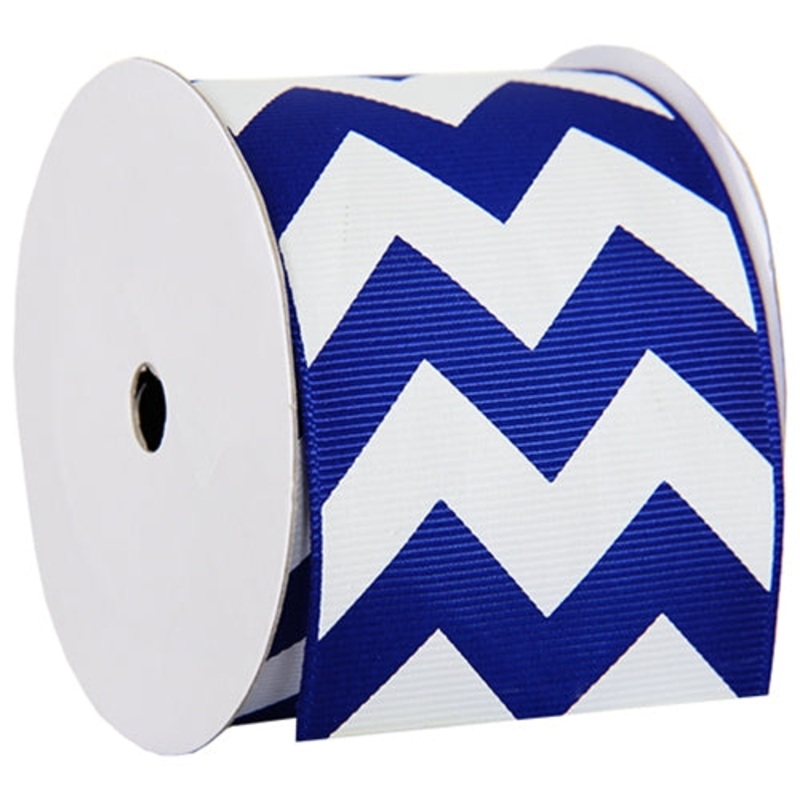 Grosgrain Chevron Ribbon 2 1/4″ – 5 Yards – Blue