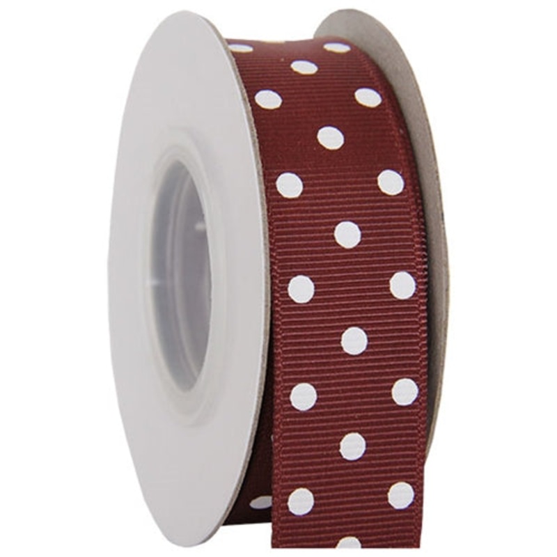 Grosgrain Dots Ribbon 7/8″ – 10 Yards – Chocolate