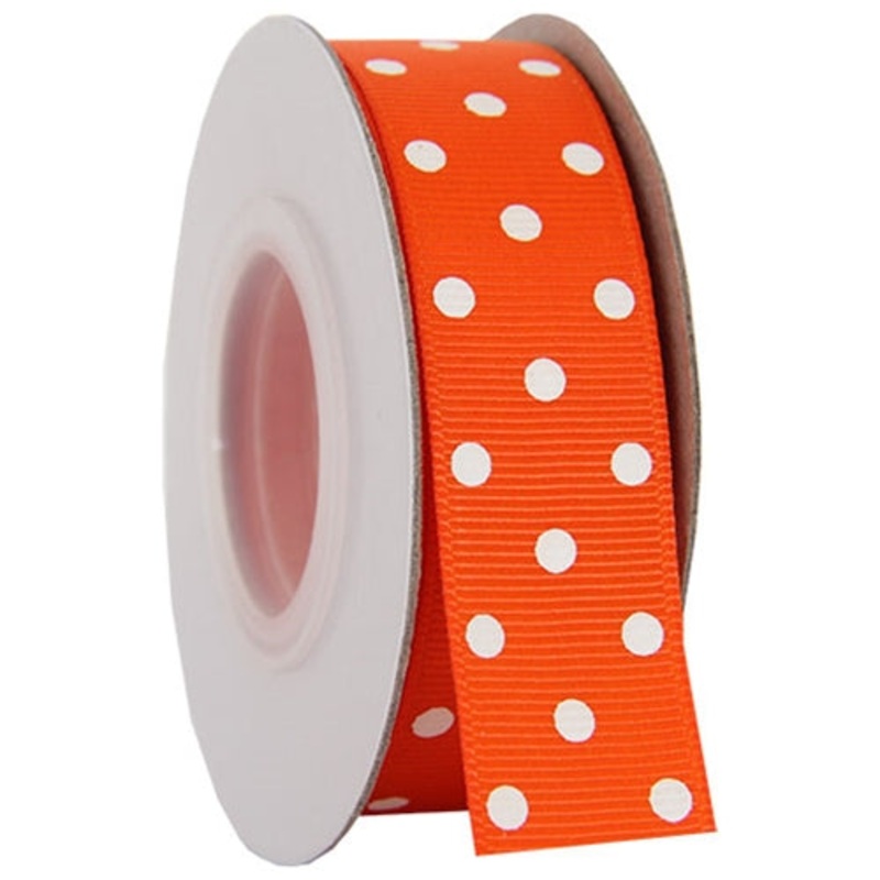 Grosgrain Dots Ribbon 7/8″ – 10 Yards – Orange