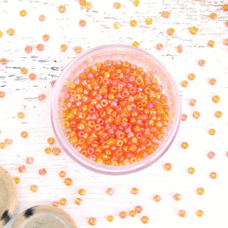 Orange Glass Seed Beads, Size 12, Round
