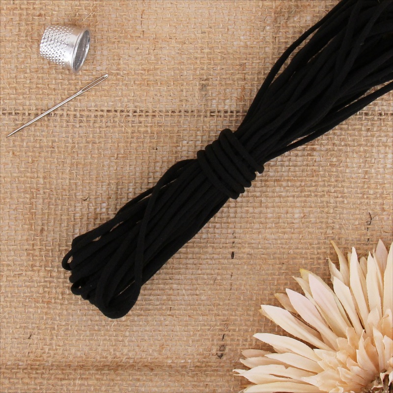 1/8″ Black Elastic – 10 Yard Roll