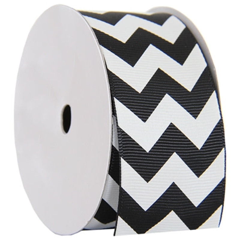 Grosgrain Chevron Ribbon 1 1/2″ – 5 Yards – Black