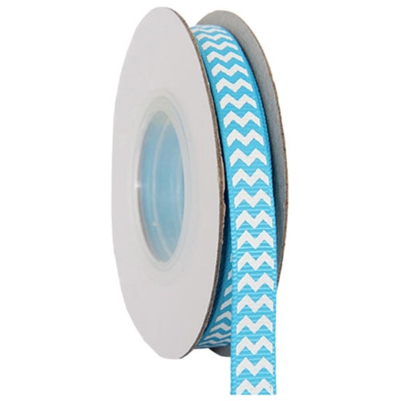 Grosgrain Chevron Ribbon 3/8″ – 10 Yards – Aqua