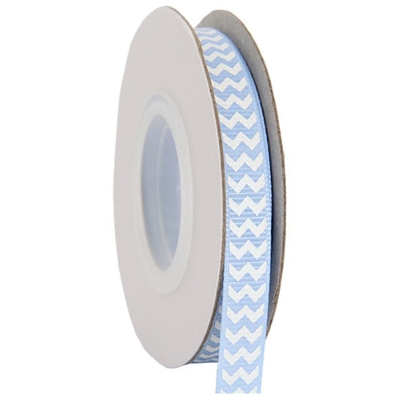 Grosgrain Chevron Ribbon 3/8″ – 10 Yards – Baby Blue