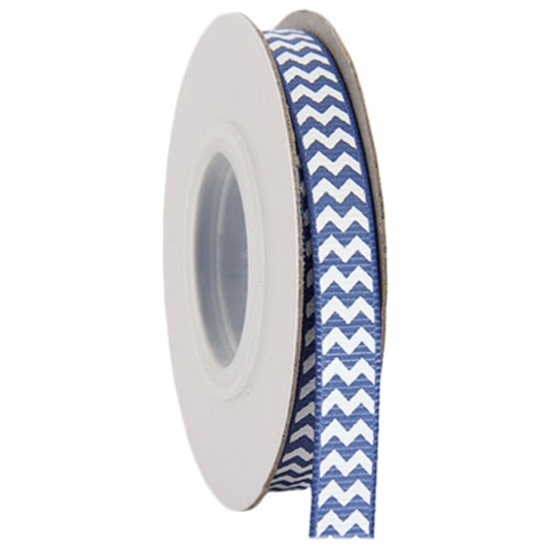 Grosgrain Chevron Ribbon 3/8″ – 10 Yards – Country Blue