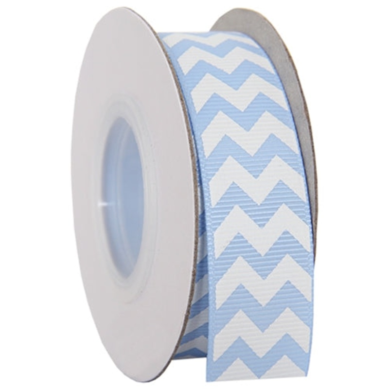 Grosgrain Chevron Ribbon 7/8″ – 10 Yards – Baby Blue