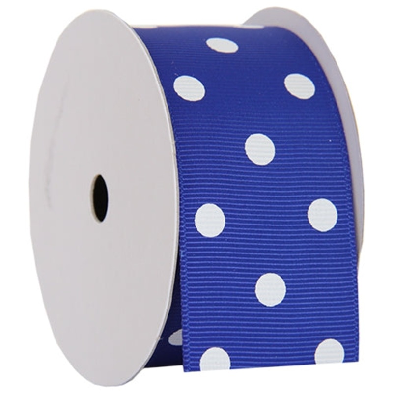 Grosgrain Dots Ribbon  1/2″ – 5 Yards – Blue