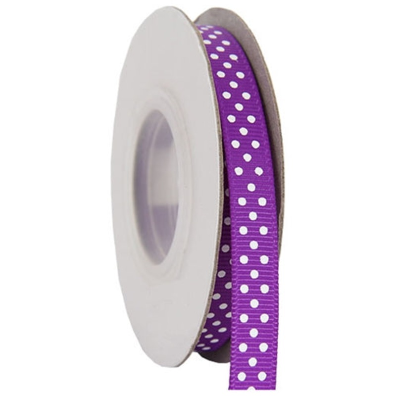 Grosgrain Dots Ribbon 3/8″ – 10 Yards – Purple