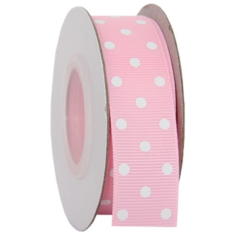 Grosgrain Dots Ribbon 7/8″ – 10 Yards – Pink