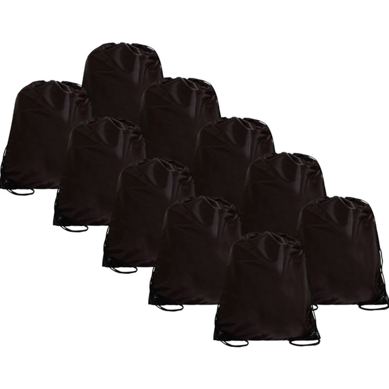 10 Drawstring Tote Bags – Black