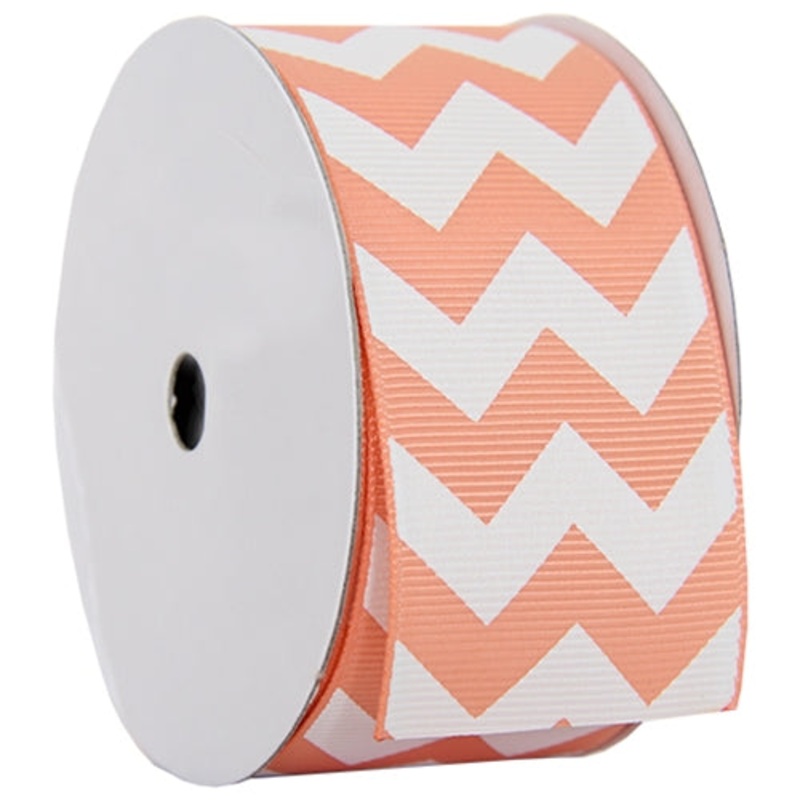 Grosgrain Chevron Ribbon 1 1/2″ – 5 Yards – Peach