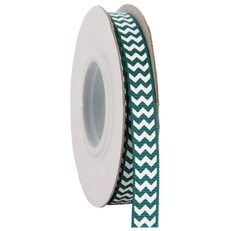 Grosgrain Chevron Ribbon 3/8″ – 10 Yards – Forest Green