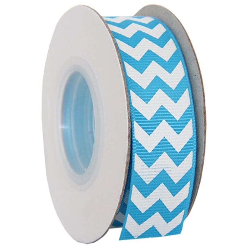Grosgrain Chevron Ribbon 7/8″ – 10 Yards – Aqua